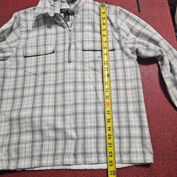 VTG Lauren Ralph Lauren Pastel Plaid Cotton Pullover Jacket Sz M Gray & Pink - Picture 11 of 11